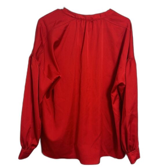 Laundry Shelli Segal medium red v-neck blouse new condition nwot 24C - Picture 7 of 7